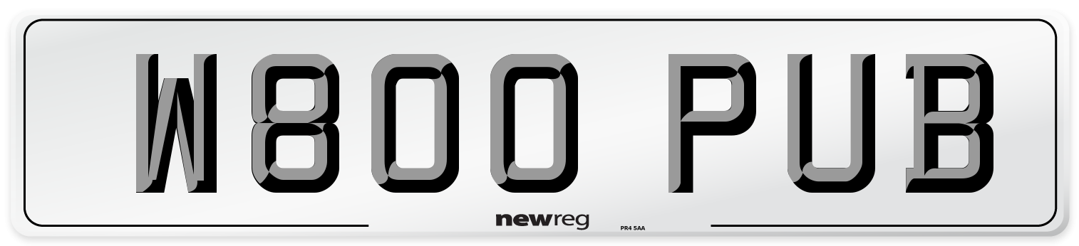 W800 PUB Number Plate from New Reg